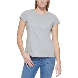 womens cotton blend logo graphic t-shirt