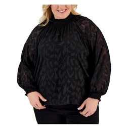 plus womens textured smocked pullover top
