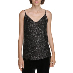womens sequined double v cami