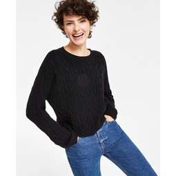 Petite Lightweight Cable Cropped Sweater