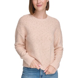 Womens Crewneck Long-Sleeve Lurex Sweater