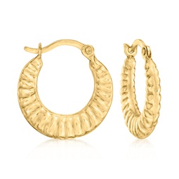 canaria 10kt yellow gold scalloped huggie hoop earrings