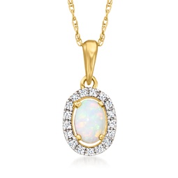 canaria opal pendant necklace with diamond accents in 10kt yellow gold
