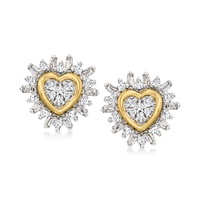 canaria diamond heart burst earrings in 10kt yellow gold