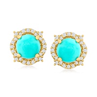 canaria turquoise earrings with . diamonds in 10kt yellow gold