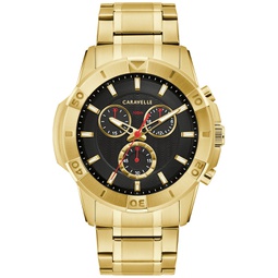 Mens Chronograph Gold Tone Stainless Steel Bracelet Watch 44mm
