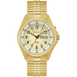 Mens Traditional Gold-Tone Stainless Steel Expansion Bracelet Watch 40mm