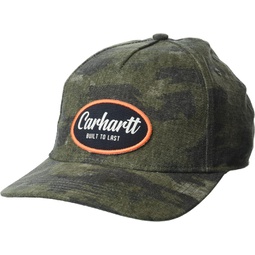Carhartt mens Canvas Built to Last Camp Patch Baseball Cap, Basil Blind Fatigue Camo, One Size US