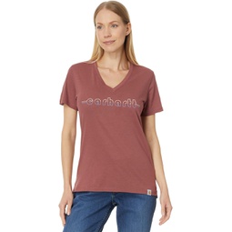 Womens Carhartt Relaxed Fit Lightweight Short Sleeve Carhartt Graphic V-Neck T-Shirt