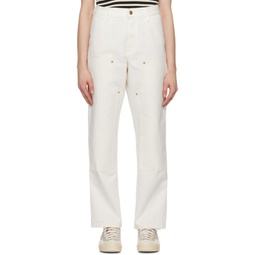 White Double Knee Trousers 241111F069031