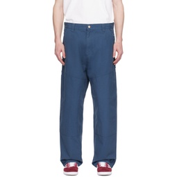 Navy Wide Panel Trousers 241111M191106
