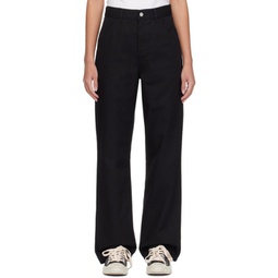 Black Simple Trousers 241111F087019