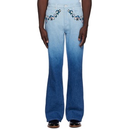 Blue Embroidered Jeans 232195M186002