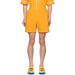 Orange Jacquard Shorts 231195M193027