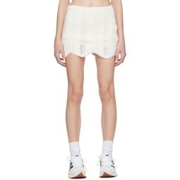 White Wavy Miniskirt 231195F090001