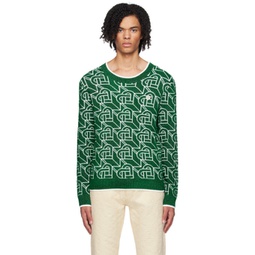 Green Heart Monogram Sweater 232195M201000
