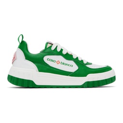Green & White Court Sneakers 241195F128003