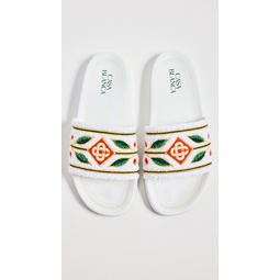 Embroidered Terry Slides