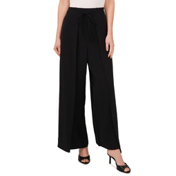 Womens Overlap Tie Front Wide Leg Soft Pants