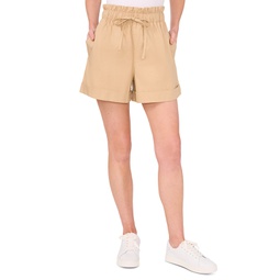 Womens Paperbag-Waist Cuffed Shorts
