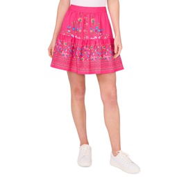 Womens A-Line Placed Print Ruffle Skirt