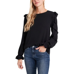 CeCe Long Sleeve Blouse with Ruffle Sleeve Detail