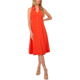 Womens CeCe Sleeveless Belted Waist Midi Dress