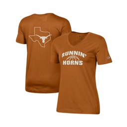 Womens Texas Orange Texas Longhorns Runnin Horns V-Neck T-shirt