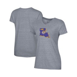 Womens Gray LSU Tigers Vault Logo V-Neck T-shirt