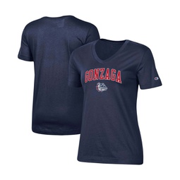 Womens Navy Gonzaga Bulldogs University Arch Logo V-Neck T-shirt