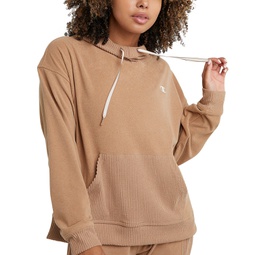 Womens Soft Touch Ribbed Mix Hoodie