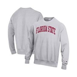 Mens Heathered Gray Florida State Seminoles Arch Reverse Weave Pullover Sweatshirt