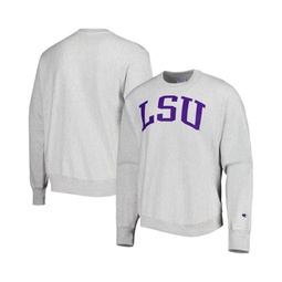 Mens Heathered Gray LSU Tigers Arch Reverse Weave Pullover Sweatshirt