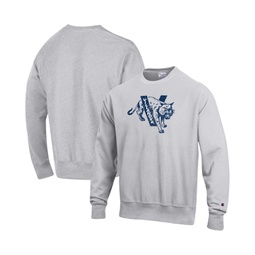 Mens Heathered Gray Villanova Wildcats Vault Logo Reverse Weave Pullover Sweatshirt