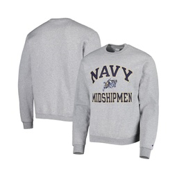 Mens Heather Gray Navy Midshipmen High Motor Pullover Sweatshirt