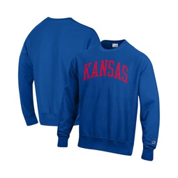 Mens Royal Kansas Jayhawks Arch Reverse Weave Pullover Sweatshirt