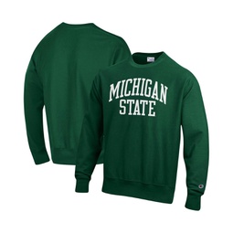 Mens Green Michigan State Spartans Arch Reverse Weave Pullover Sweatshirt