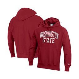 Mens Crimson Washington State Cougars Team Arch Reverse Weave Pullover Hoodie