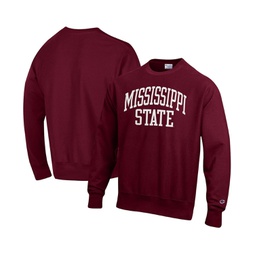 Mens Maroon Mississippi State Bulldogs Arch Reverse Weave Pullover Sweatshirt
