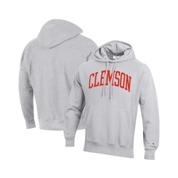 Mens Heathered Gray Clemson Tigers Team Arch Reverse Weave Pullover Hoodie