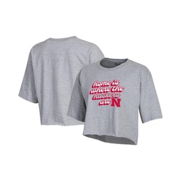 Womens Gray Nebraska Huskers Boyfriend Cropped T-shirt