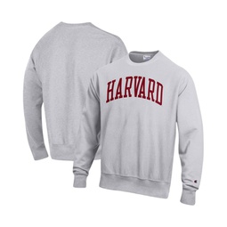 Mens Heathered Gray Harvard Crimson Arch Reverse Weave Pullover Sweatshirt
