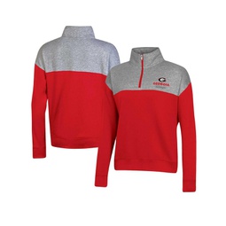 Womens Red Georgia Bulldogs Color-Blocked Quarter-Zip Sweatshirt