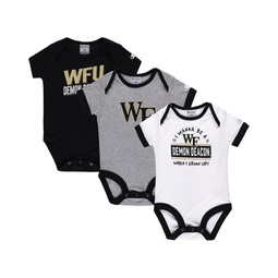 Infant Boys and Girls Black Heather Gray Wake Forest Demon Deacons I Wanna Be Three-Pack Bodysuit Set
