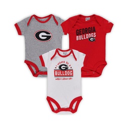 Infant Boys and Girls Red Heather Gray Georgia Bulldogs I Wanna Be Three-Pack Bodysuit Set