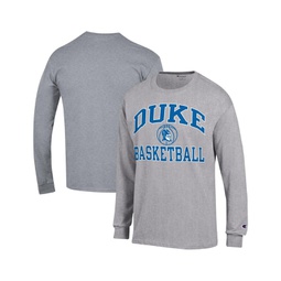 Mens Heather Gray Duke Blue Devils Basketball Icon Long Sleeve T-shirt