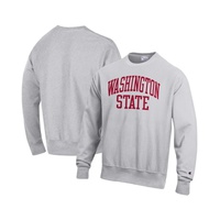 Mens Heathered Gray Washington State Cougars Arch Reverse Weave Pullover Sweatshirt