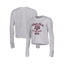 Womens Gray Texas A&M Aggies Boyfriend Cropped Long Sleeve T-shirt