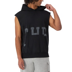 Mens Relaxed Fit Middleweight Sleeveless Logo Hoodie