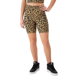Womens Soft Touch Leopard-Print Bike Shorts